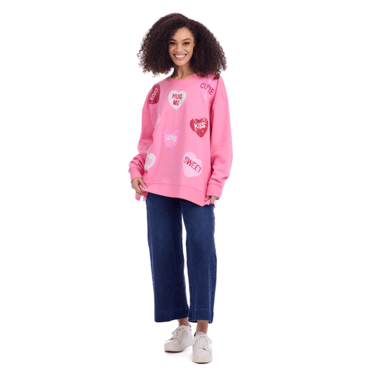 Valentine Candy Heart Sparkle Sweatshirt