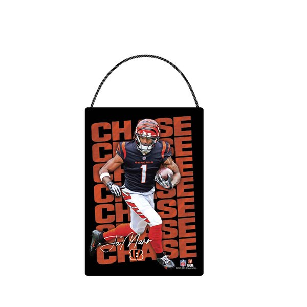 JaMarr Chase Name Stack Hanging Wood Sign