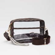 Brown Checker Clear Crossbody Bag