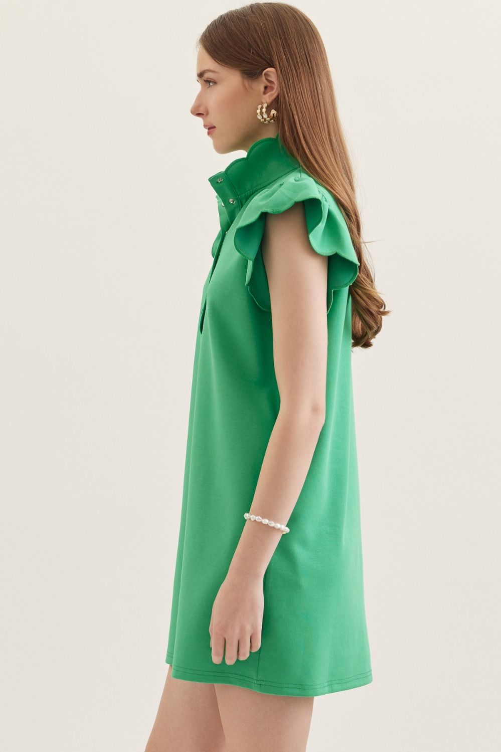 Scalloped Flutter Sleeve Dress