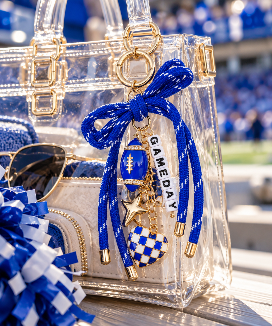 Gameday Football Cord Bow Bag Charm