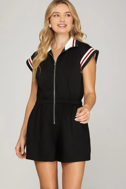 Drop Shoulder Scuba Romper