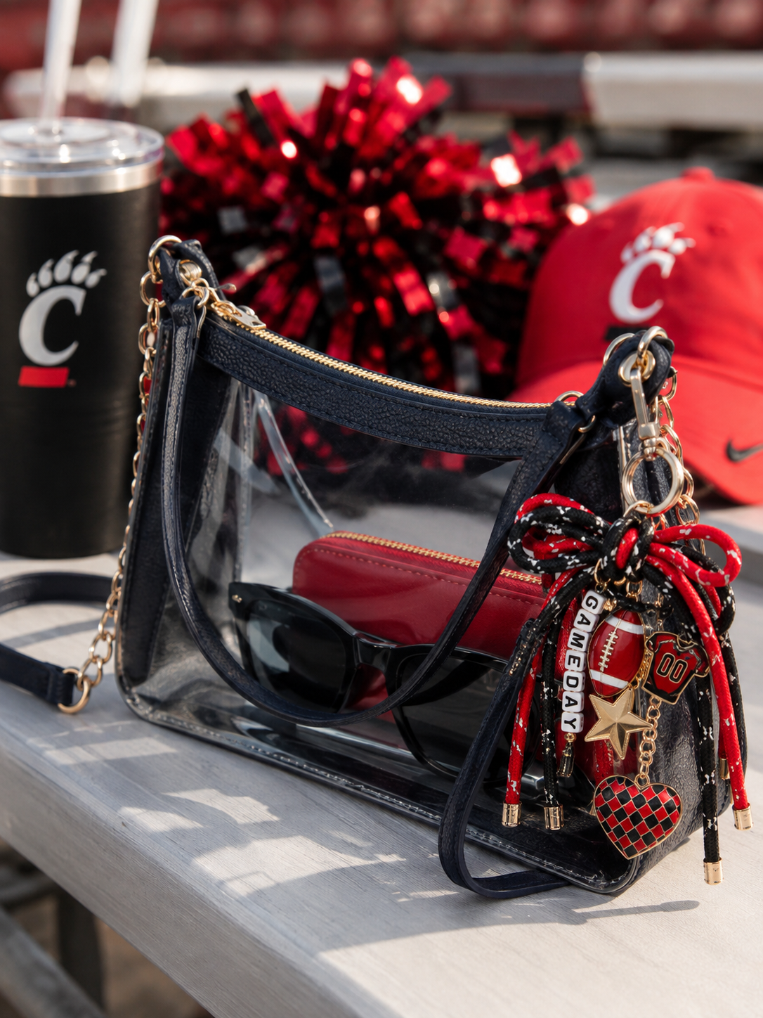 Black and Red Gameday Bag Charm