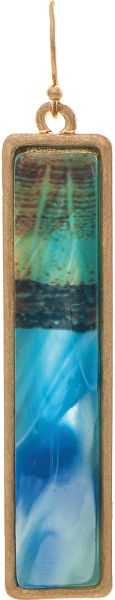 Green, Blue and Gold Waterscape Bar Earrings