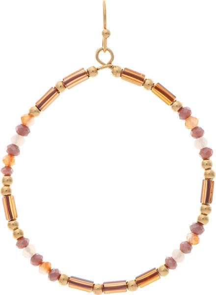 Gold and Purple Fire Color Beaded Circle Earrings