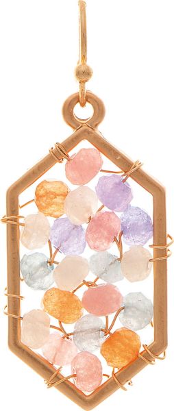 Gold Multi Bead Filled Hexagon Earrings