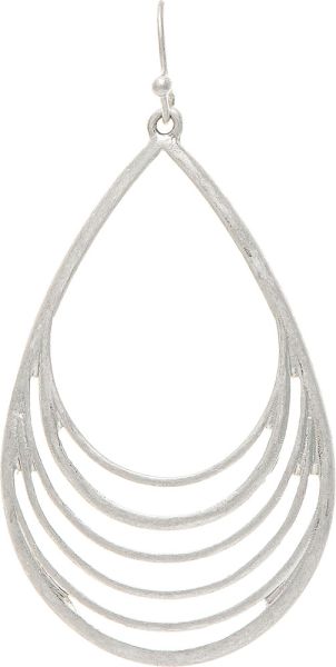 Silver Ladder Lines Teardrop Earrings