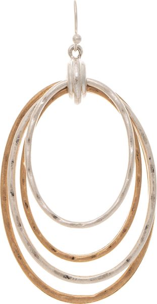 Gold and Silver Four Oval Earrings