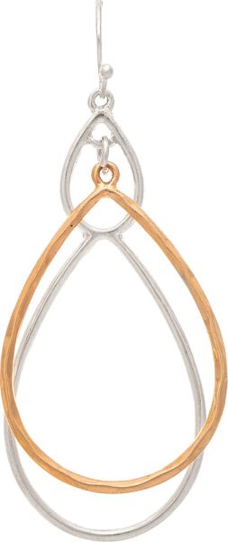 Two Tone Double Wire Teardrop Earrings