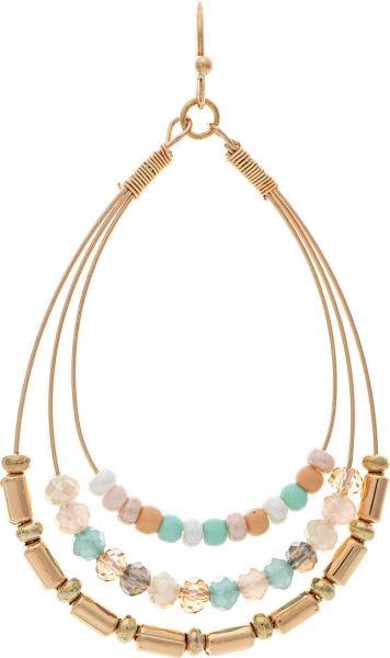 Gold Beaded Rows Teardrop Earrings