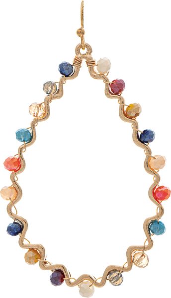Gold Dark Multicolor Twist Wire Wrapped Bead Earrings