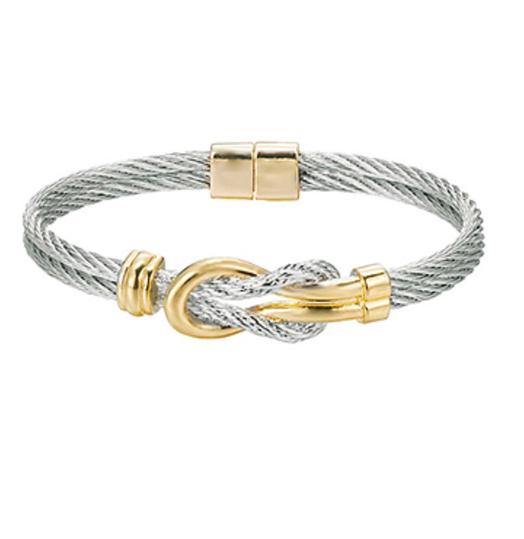 Textured Love Knot Bangle Bracelet