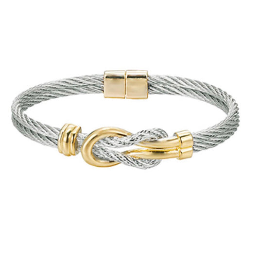 Textured Love Knot Bangle Bracelet