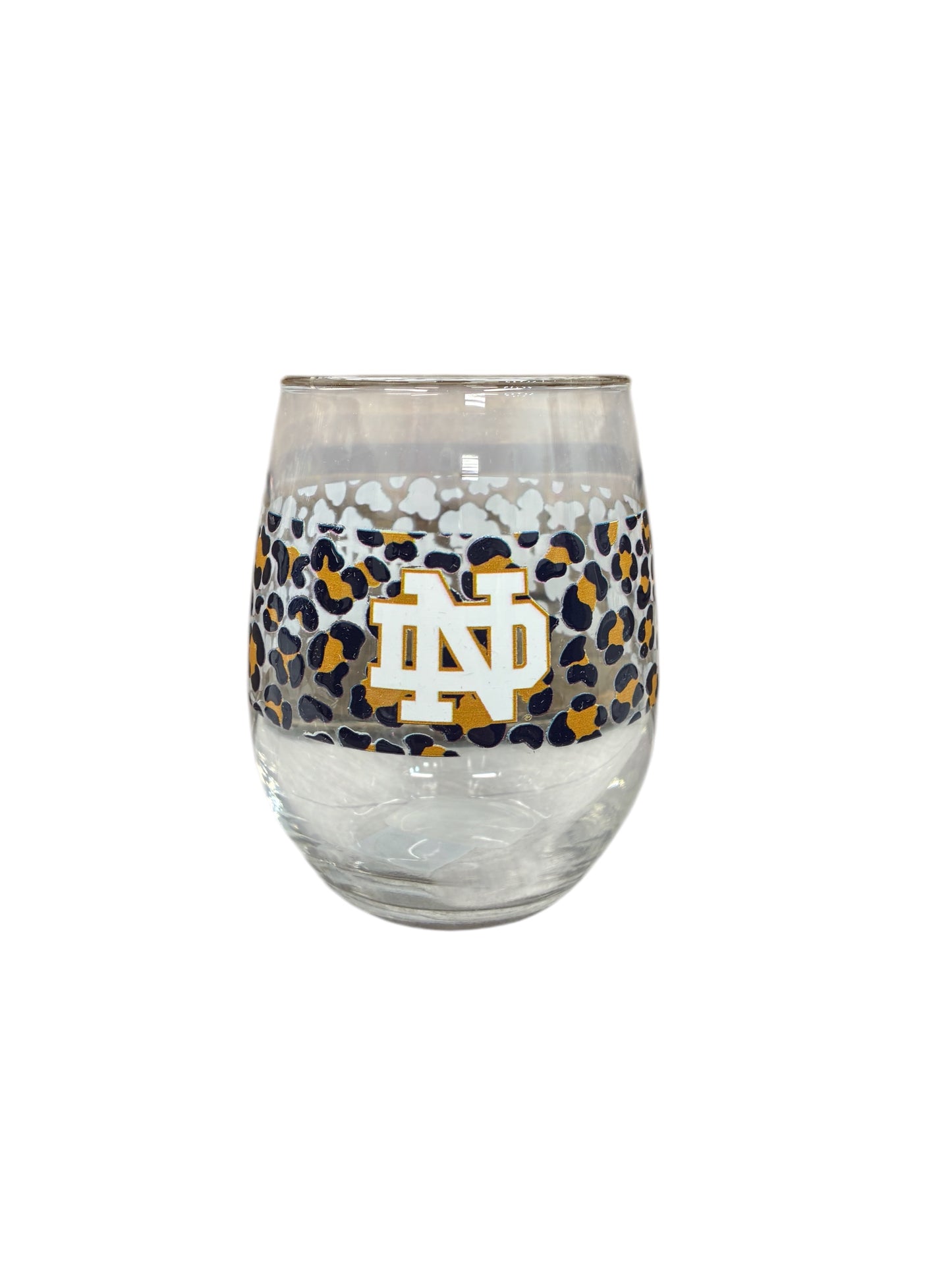 Notre Dame 15oz. Leopard Stemless Wine Glass