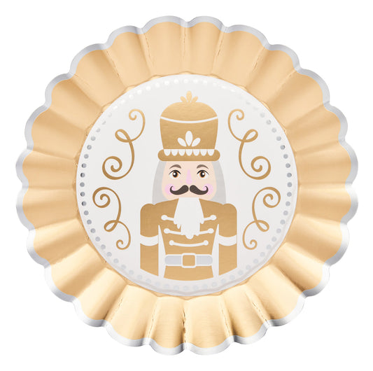 Gilded Nutcracker Scalloped Dinner Plate-8pk