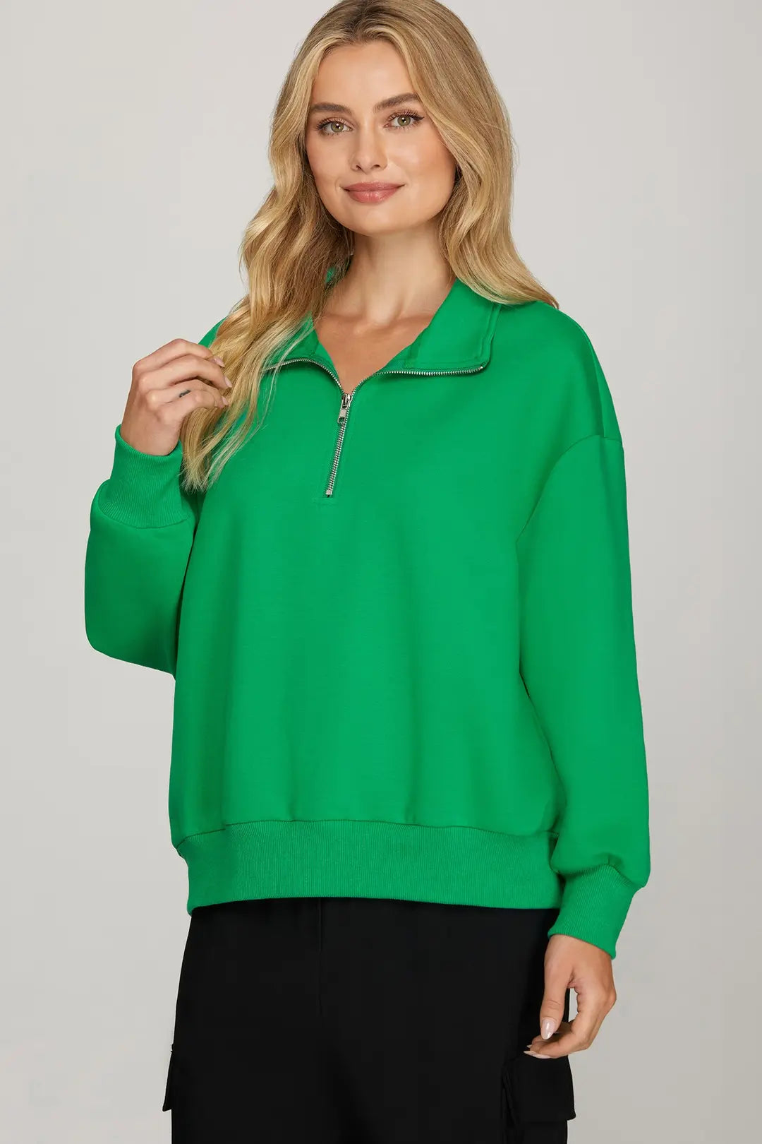Solid Color Long Sleeve Half-Zip Sweatshirt