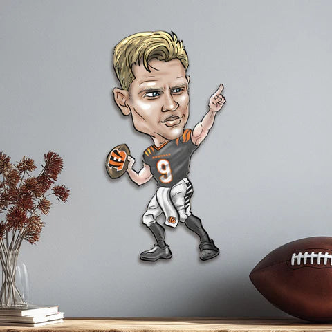Joe Burrow Metal Art Caricature