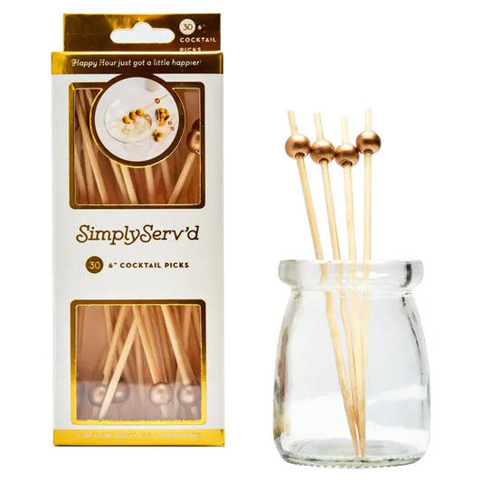 Gold 6' Large Party Picks-30 count