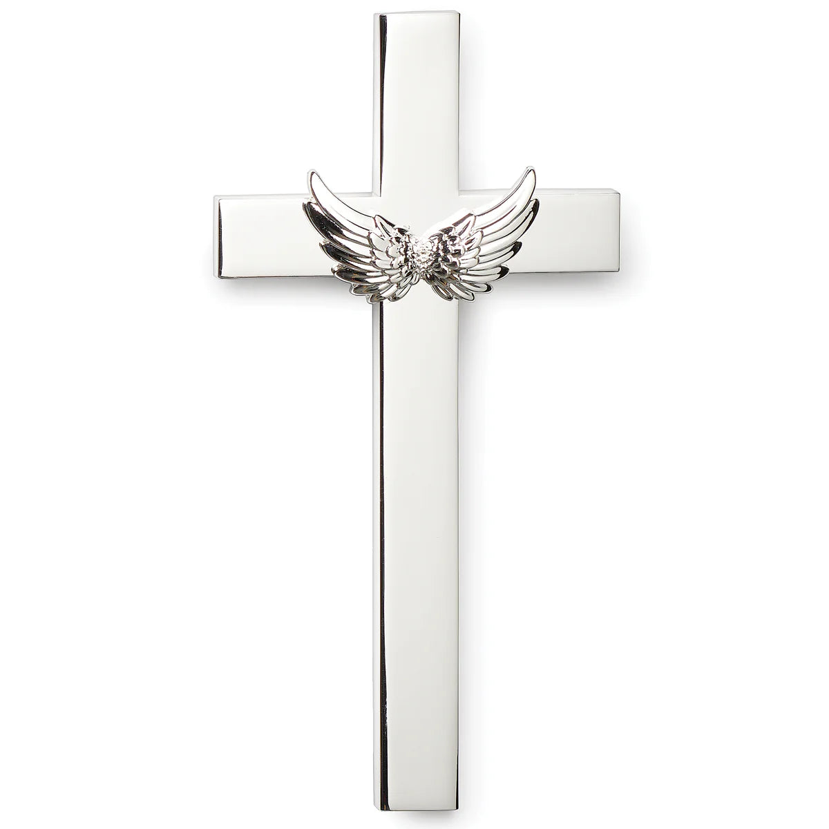Memorial Silver Cross with Angel Wings