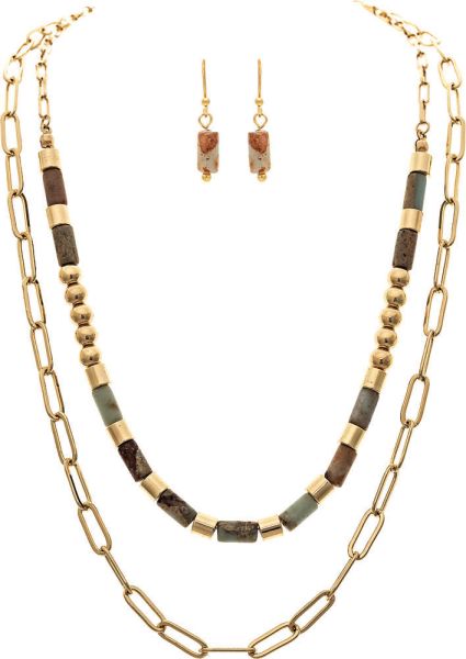 Gold Amazonite Bead Layer Necklace
