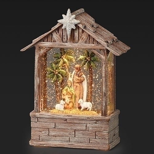 Fontanini Lighted Holy Family Swirl Stable