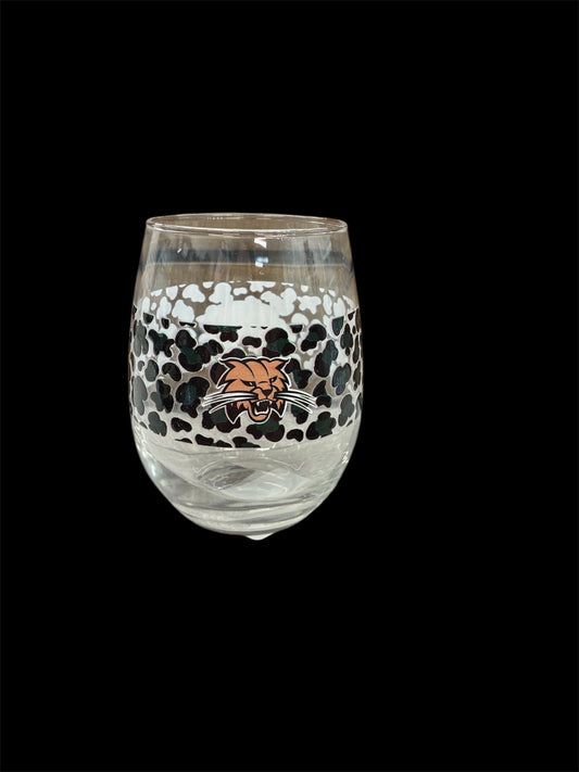 Ohio Bobcats 15oz Leopard Stemless Wine Glass