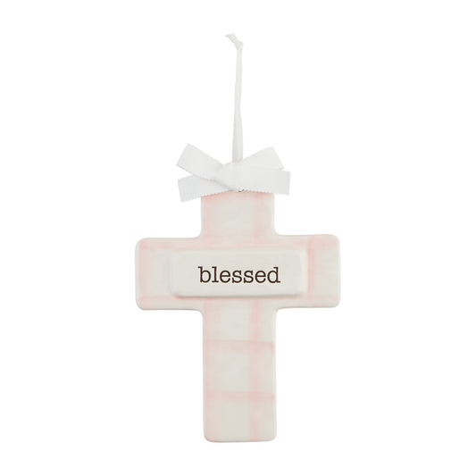 Pink Ceramic "Blessed" Cross