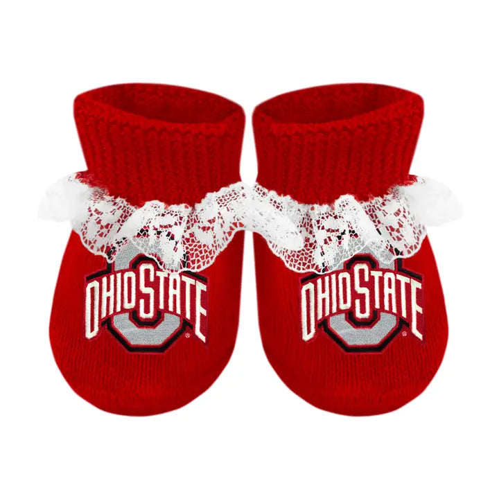 Ohio State Buckeyes Ruffle Infant Booties