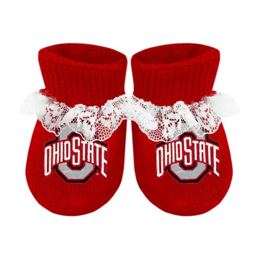 Ohio State Buckeyes Ruffle Infant Booties