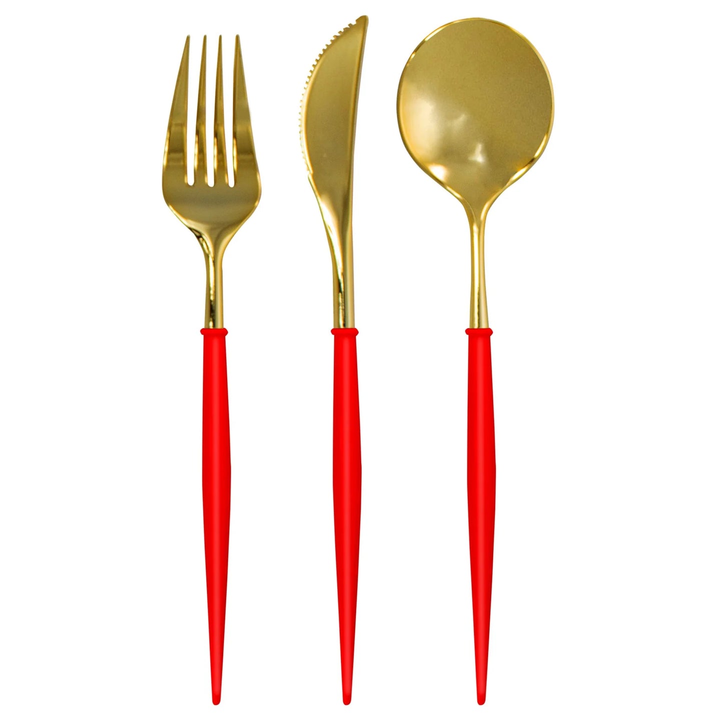Bella Cutlery Gold/Red Handle- 24pc Set