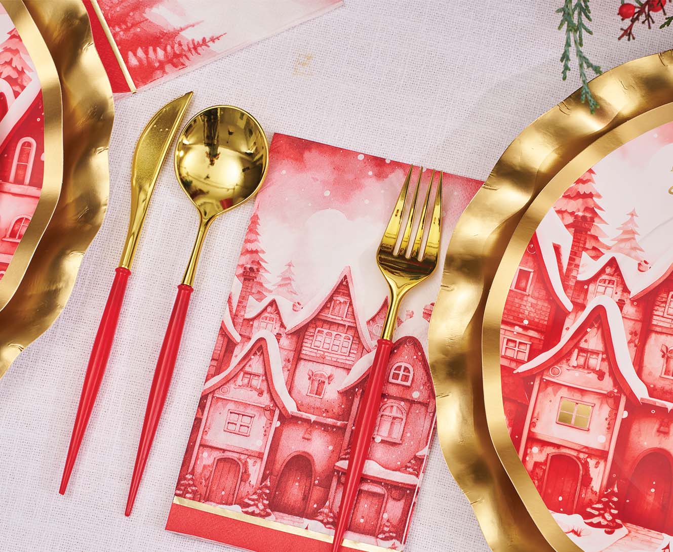 Bella Cutlery Gold/Red Handle- 24pc Set