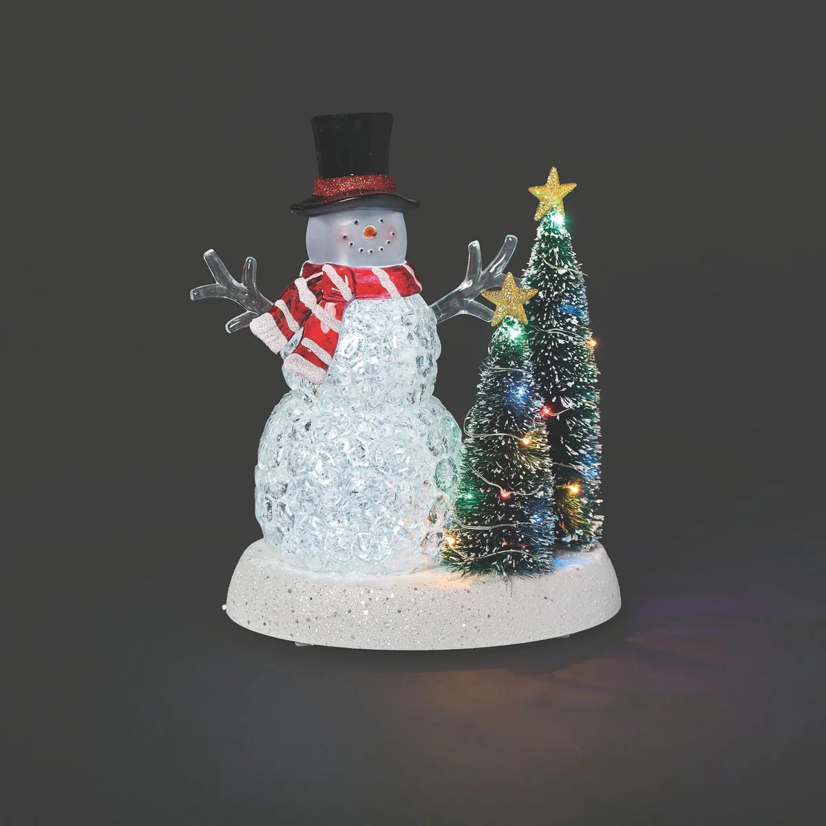 11"H Lighted Snowman with Sisal Trees