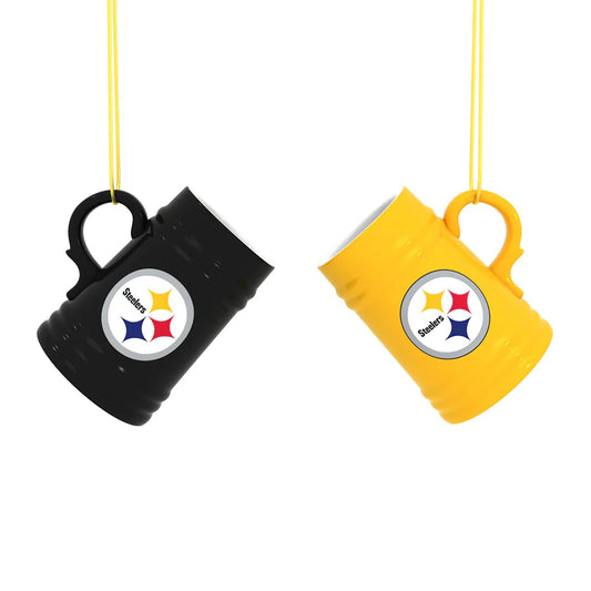Pittsburgh Steelers Mini Ceramic Stein Ornaments, Set of 2