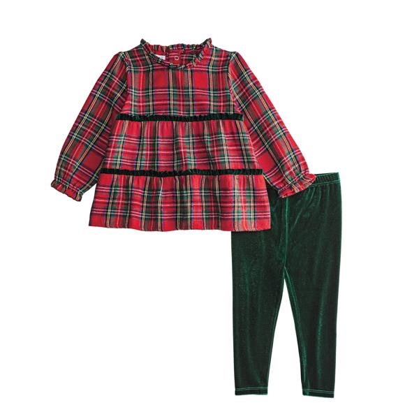 Tartan Toddler Tunic and Stretch Velvet Legging Set