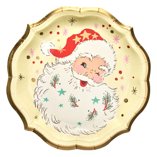 Vintage Santa Dinner Plate-8pk