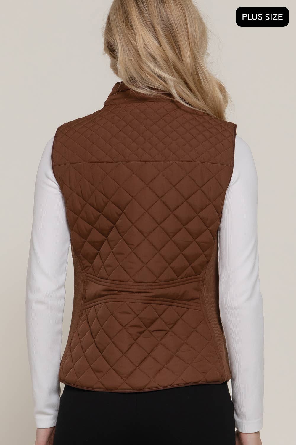 Suede Piping Quilted Padding Vest