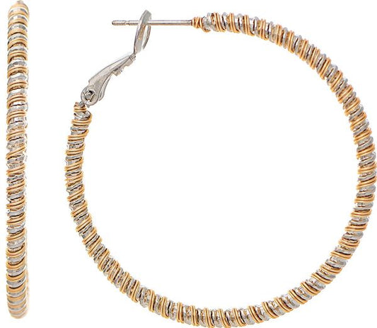 Gold and Silver Braided Line Illusion Hoop Earrings