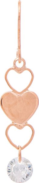 Rose Gold Triple Heart Drop CZ Earrings