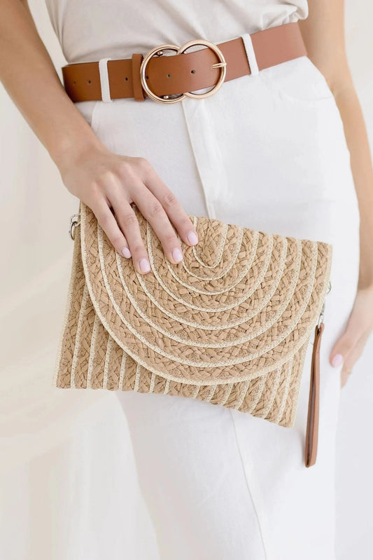 Georgia Striped Straw Crossbody/Clutch