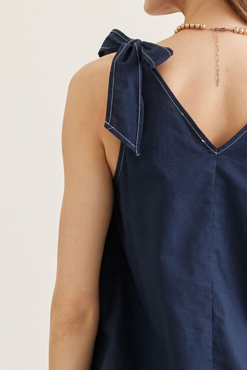 Sleeveless V-Neck With Self Tie Shoulders