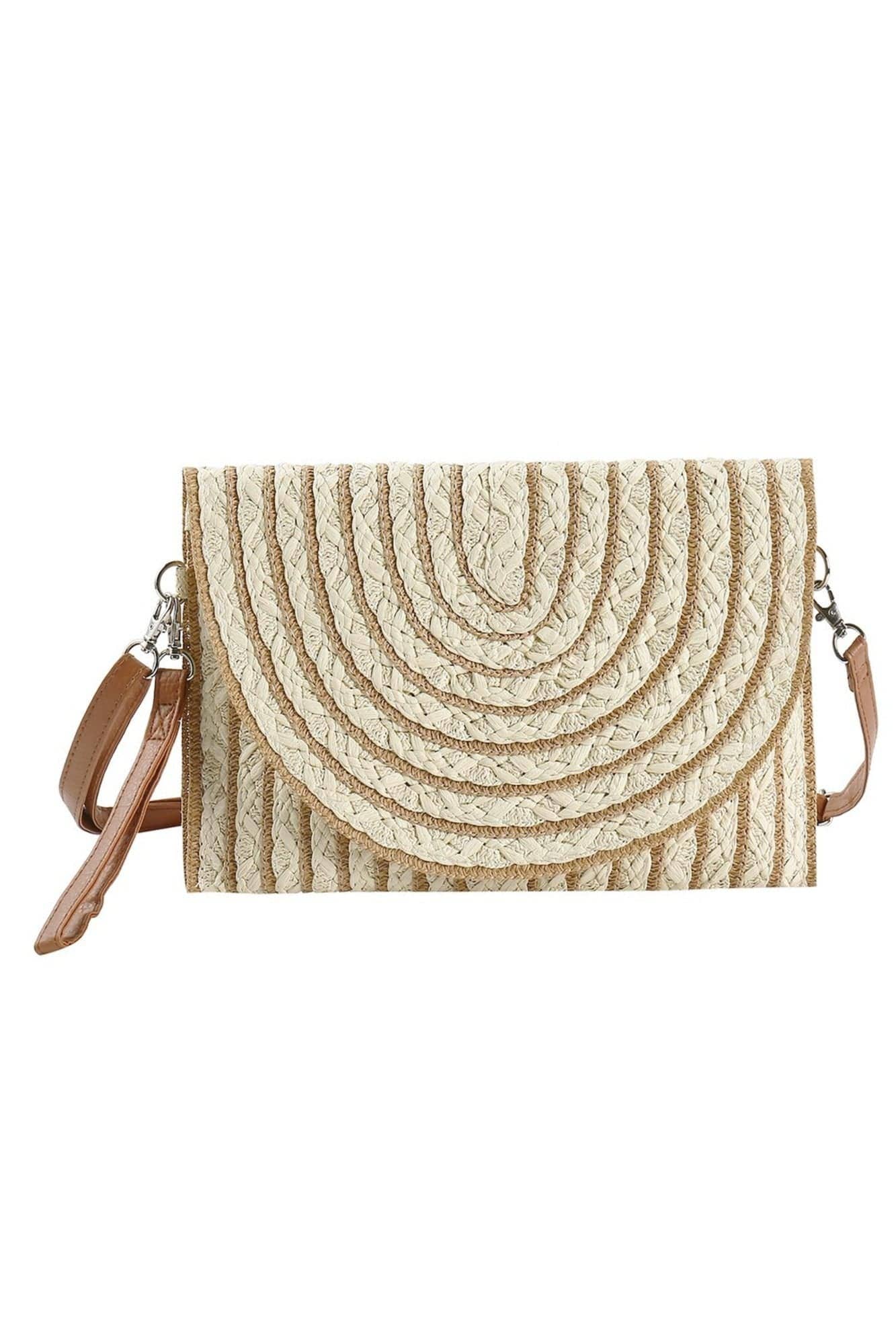 Georgia Striped Straw Crossbody/Clutch