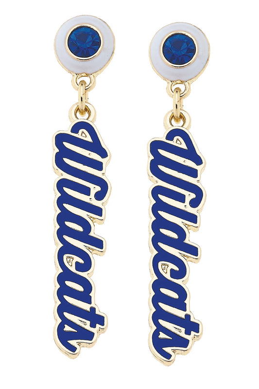 Wildcats Enamel Earrings in Blue